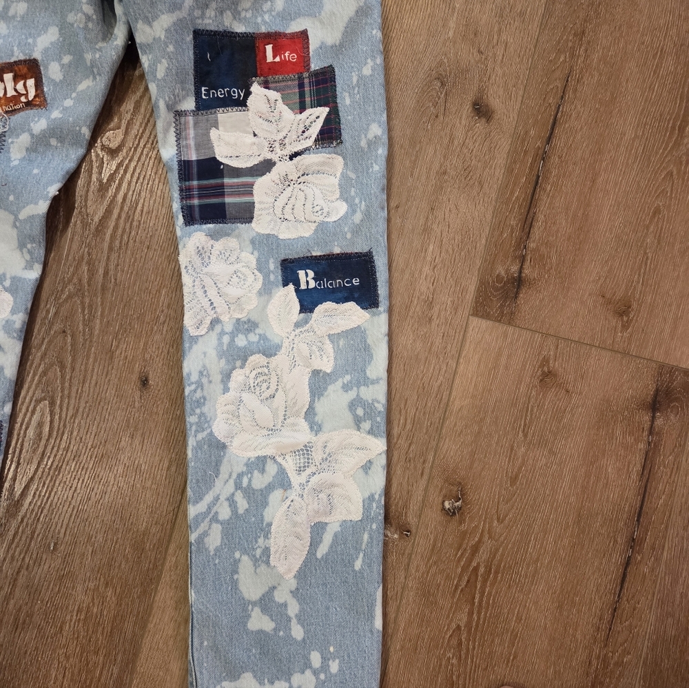 Levi 501 Button Fly Upcycled Patchwork Denim Jean… - image 8